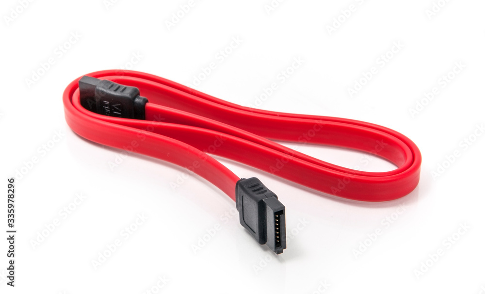 SATA Data Cable on a White Background SATA Data Cable on a White Background