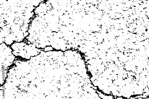 Grunge black and white crack texture background (Vector). Use for decoration, aging or old layer