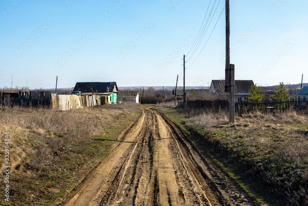 Central street of the old Russian village Central street of the old Russian village