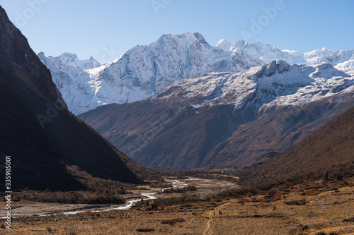Himalaya mountain landscape in Manaslu circuit trekking route, Nepal