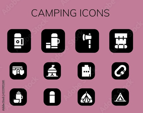Modern Simple Set of camping Vector filled Icons