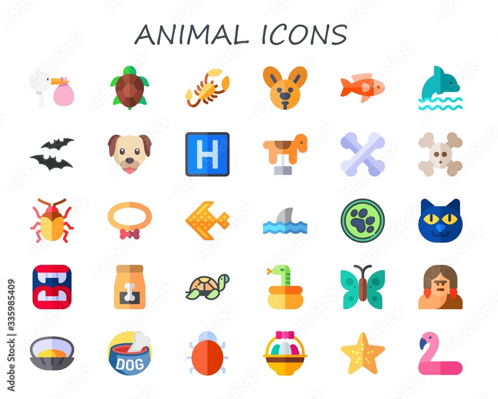 Modern Simple Set of animal Vector flat Icons