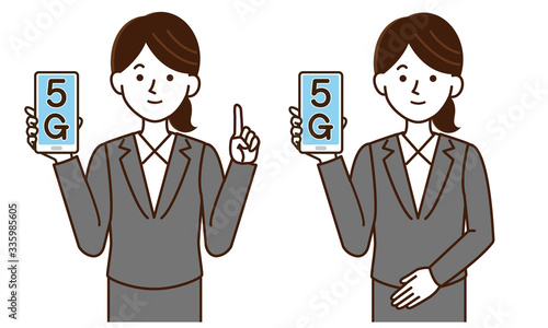 5G 説明　スーツ　女性　上半身　イラスト