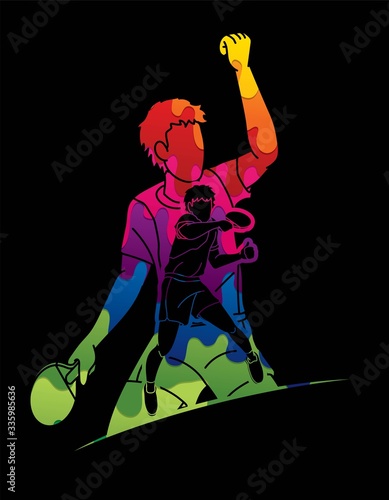 Group of Ping Pong players, Table Tennis players action cartoon sport graphic vector.