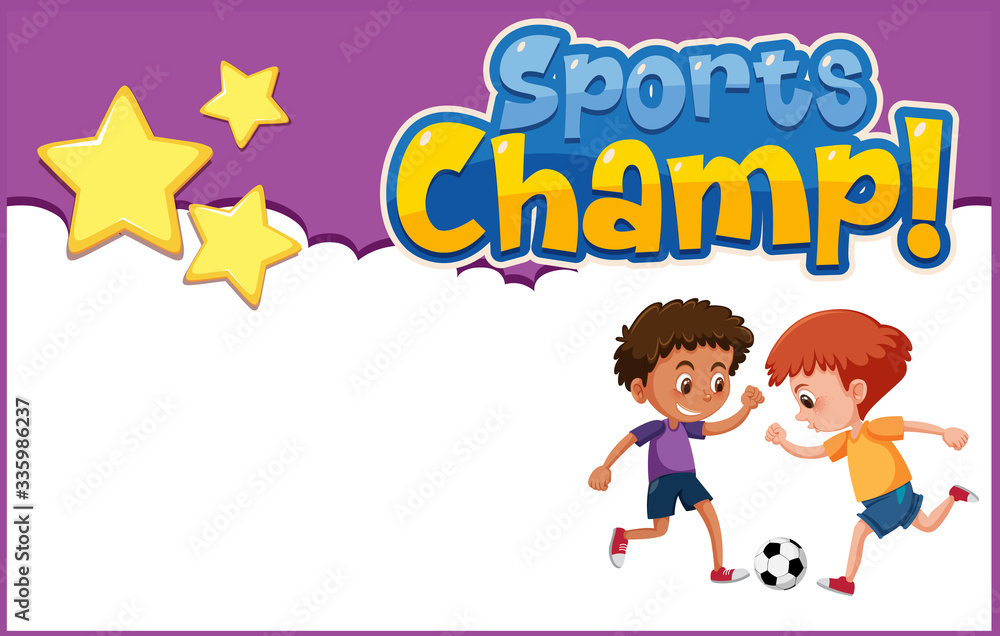 Background template design with boys playing soccer Background template design with boys playing soccer