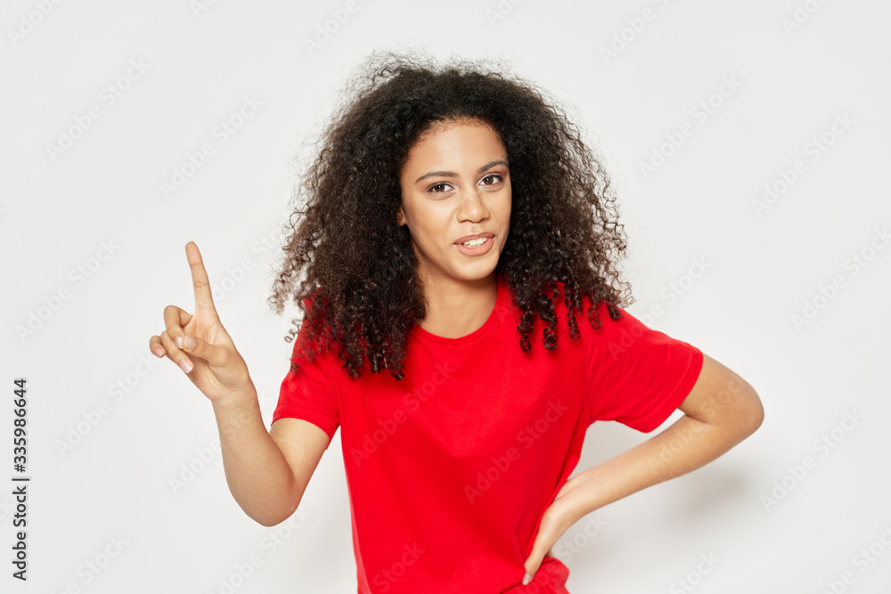 young woman pointing at you young woman pointing at you