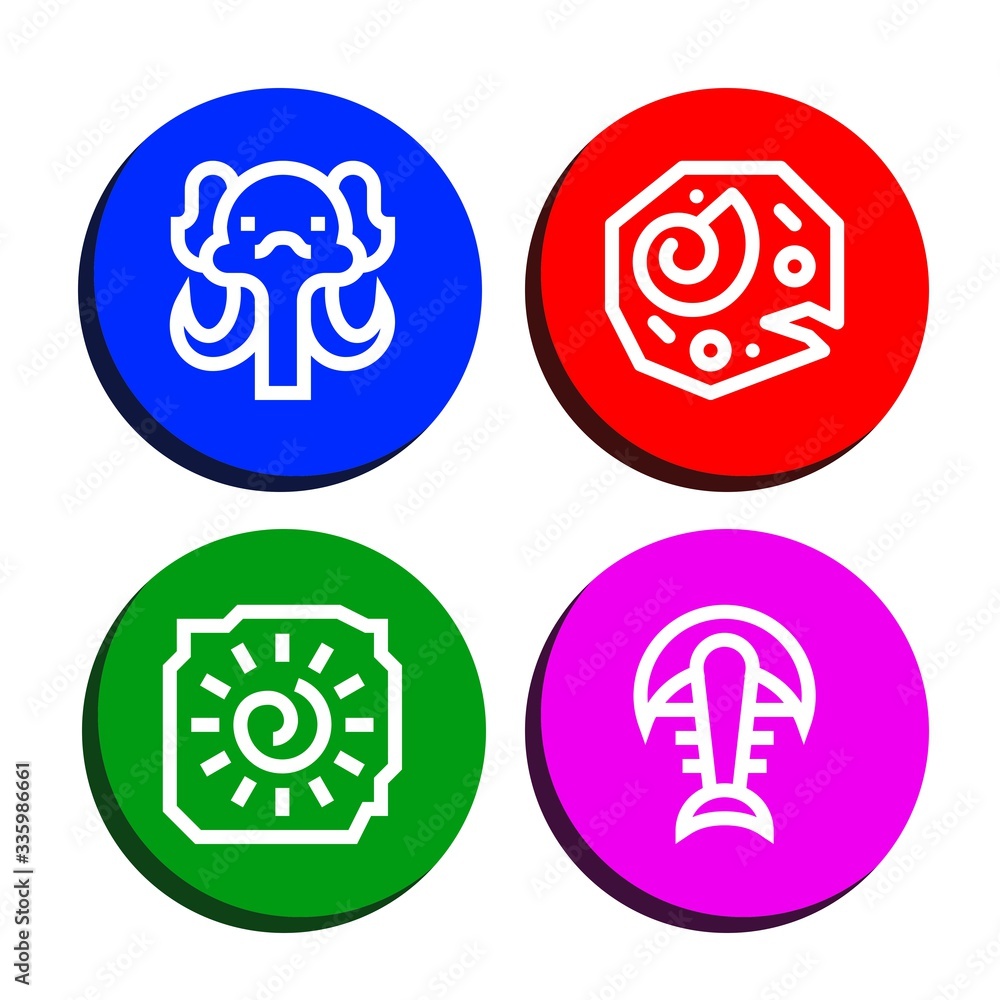 prehistoric simple icons set prehistoric simple icons set