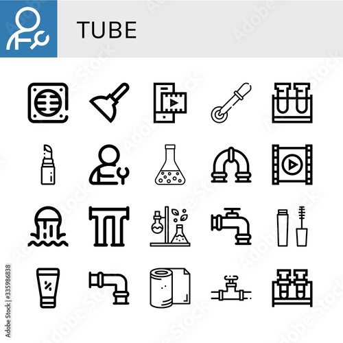tube simple icons set