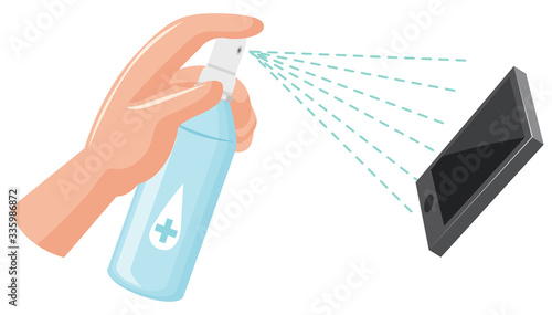 Cleaning mobile phone with alcohol spay