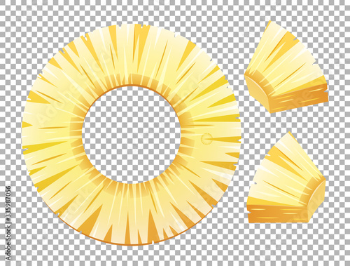 Fresh pineapple slices on transparent background