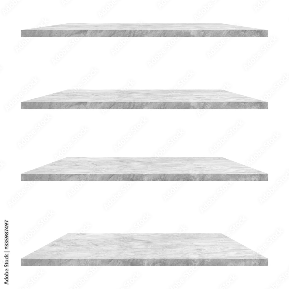 Obraz premium 4 concrete shelves table isolated on white background and display montage for product.