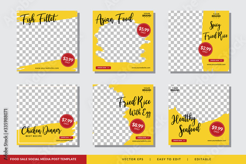 Food social media post design template Premium Vector