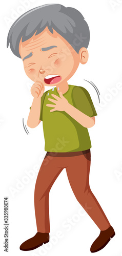 Sick old man caughing