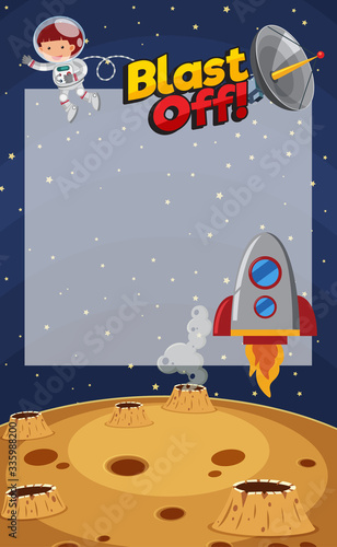 Wallpaper Mural Frame template with astronaut and spaceship in space Torontodigital.ca