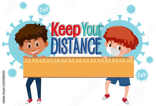 Boy keep distance to avoid coronavirus