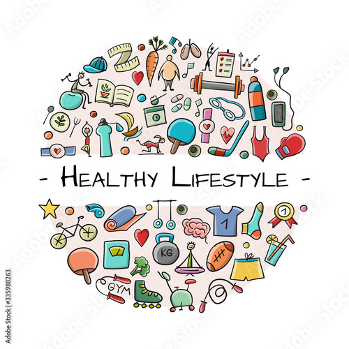 Healthy Lifestyle Background. Sport and activity. Fintess design elements. Place for your text.