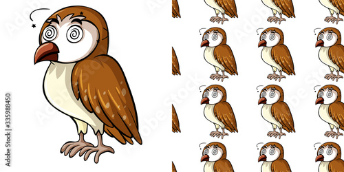 Seamless background design with sick owl