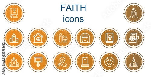 Editable 14 faith icons for web and mobile