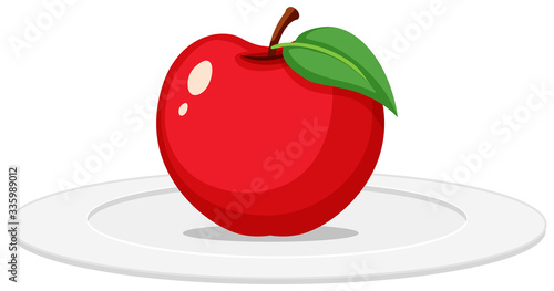 One red apple on the plate
