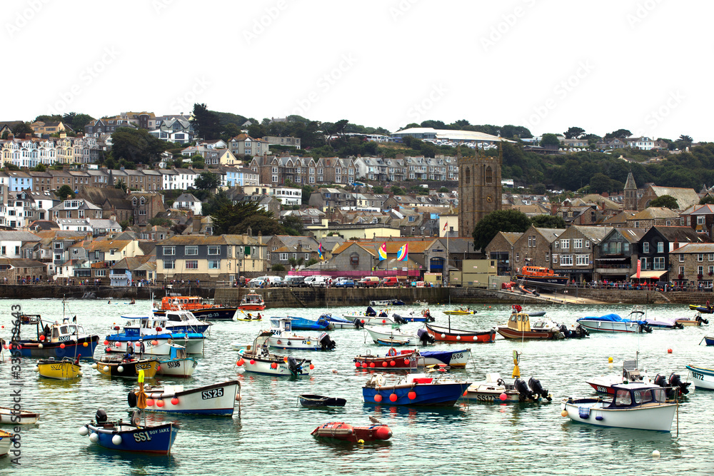 St. Ives (England), UK - August 13, 2015: St. Ives harbor, Cornwall, United Kingdom.
