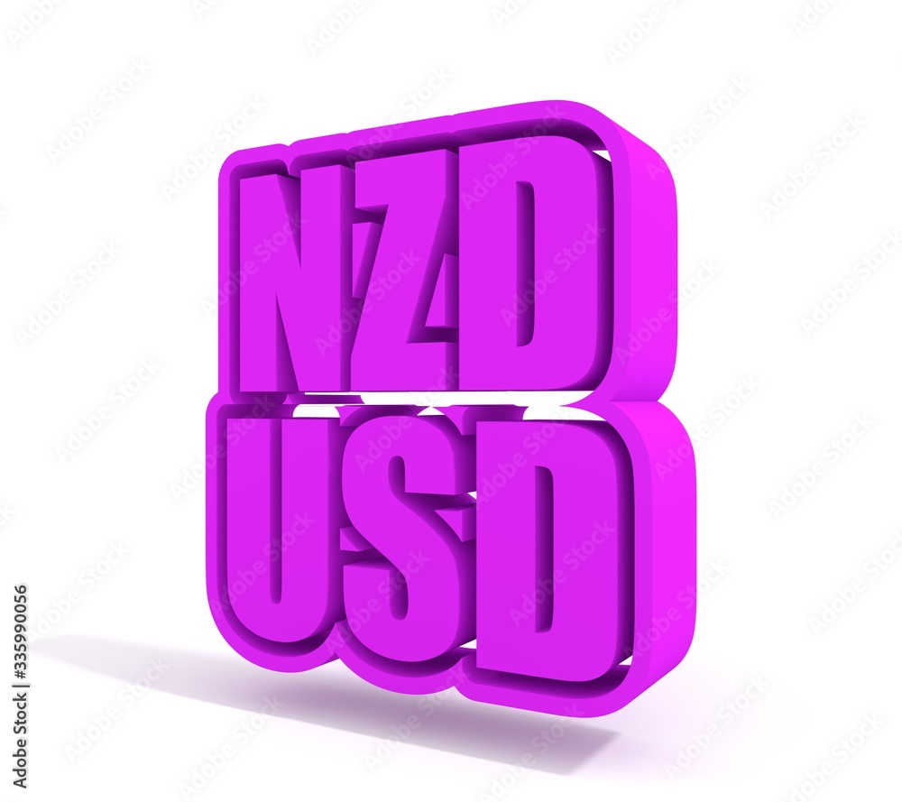 Financial market trading concept. Currency pair. Acronym NZD - New Zealand Dollar currency. Acronym USD - United States Dollar. 3D rendering Financial market trading concept. Currency pair. Acronym NZD - New Zealand Dollar currency. Acronym USD - United States Dollar. 3D rendering