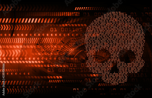 cyber hacker attack background, skull