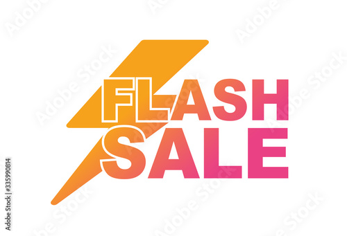 Gradient orange, pink words FLASH SALE with thunder icon