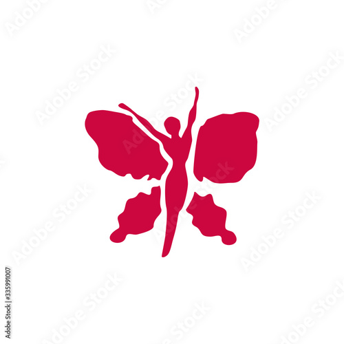 Woman butterfly logo design template