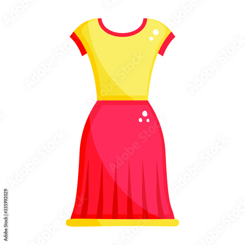 Flat icon of frock woman fashion apparel 