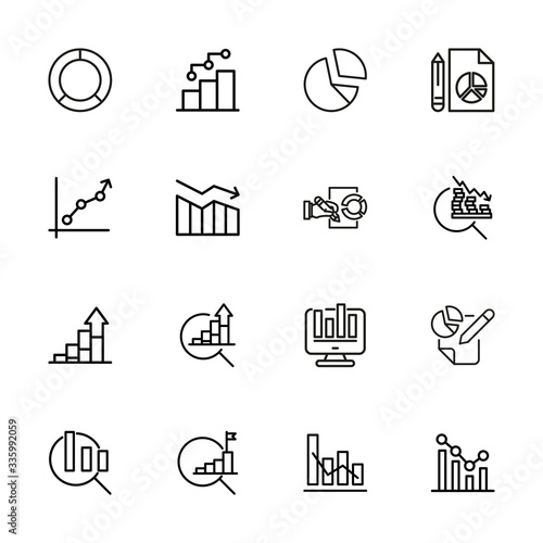 Modern thin line icons set of chart.