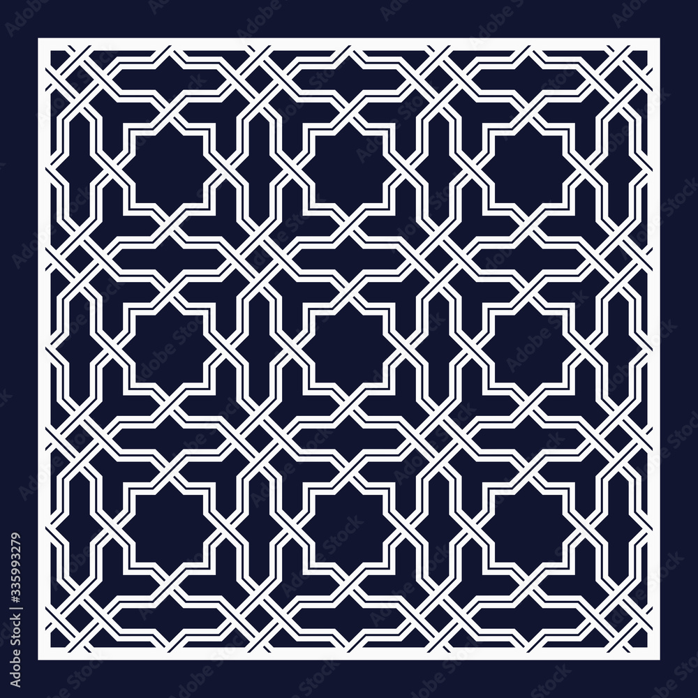 Template for laser cutting. Decorative panel with oriental geometric pattern. Template for laser cutting. Decorative panel with oriental geometric pattern.