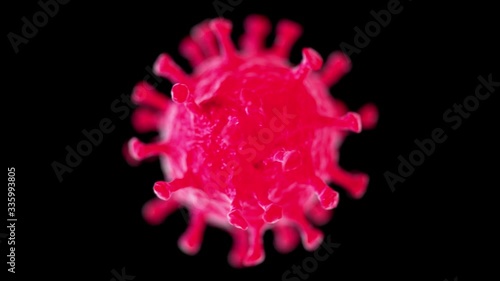 Concept of COVID-19 medical illustration. Coronavirus. Microscope virus close up. 3D rendering.