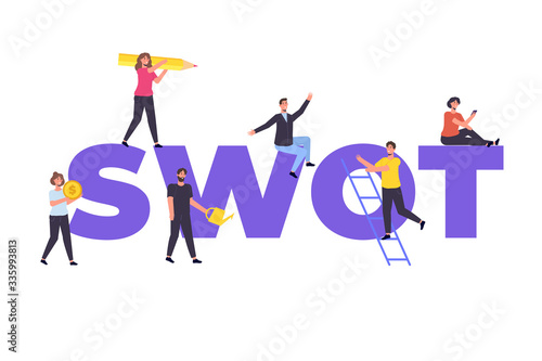 SWOT Strengths, weaknesses, threats and opportunities of company concept. Vector illustration.