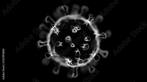 Concept of COVID-19 medical illustration. Coronavirus. Microscope virus close up. 3D rendering.