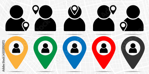 User icon in location set. Simple glyph, flat illustration element of web, minimalistic theme icons