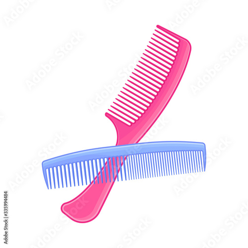 Plastic Hair Comb for Combing Long Hair Vector Illustration