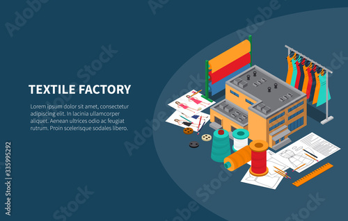 Textile Factory Isometric Composition 
