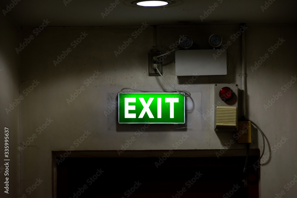Emergency fire exit sign show the way to escape. Emergency fire exit sign show the way to escape.