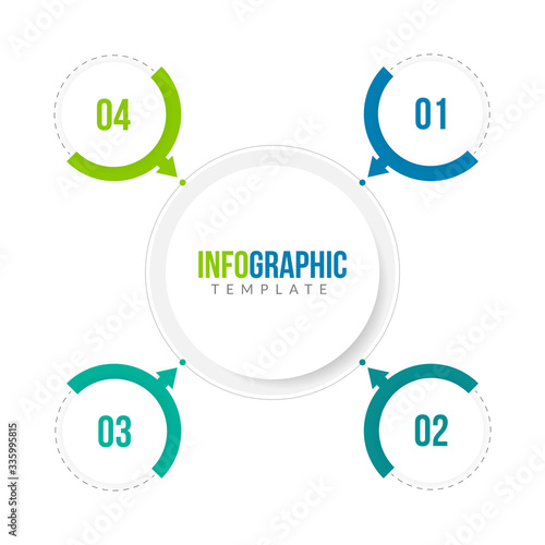 Minimal Business Infographics template. Timeline with 4 steps, options and marketing icons .Vector linear infographic with four conected elements. Can be use for presentation.