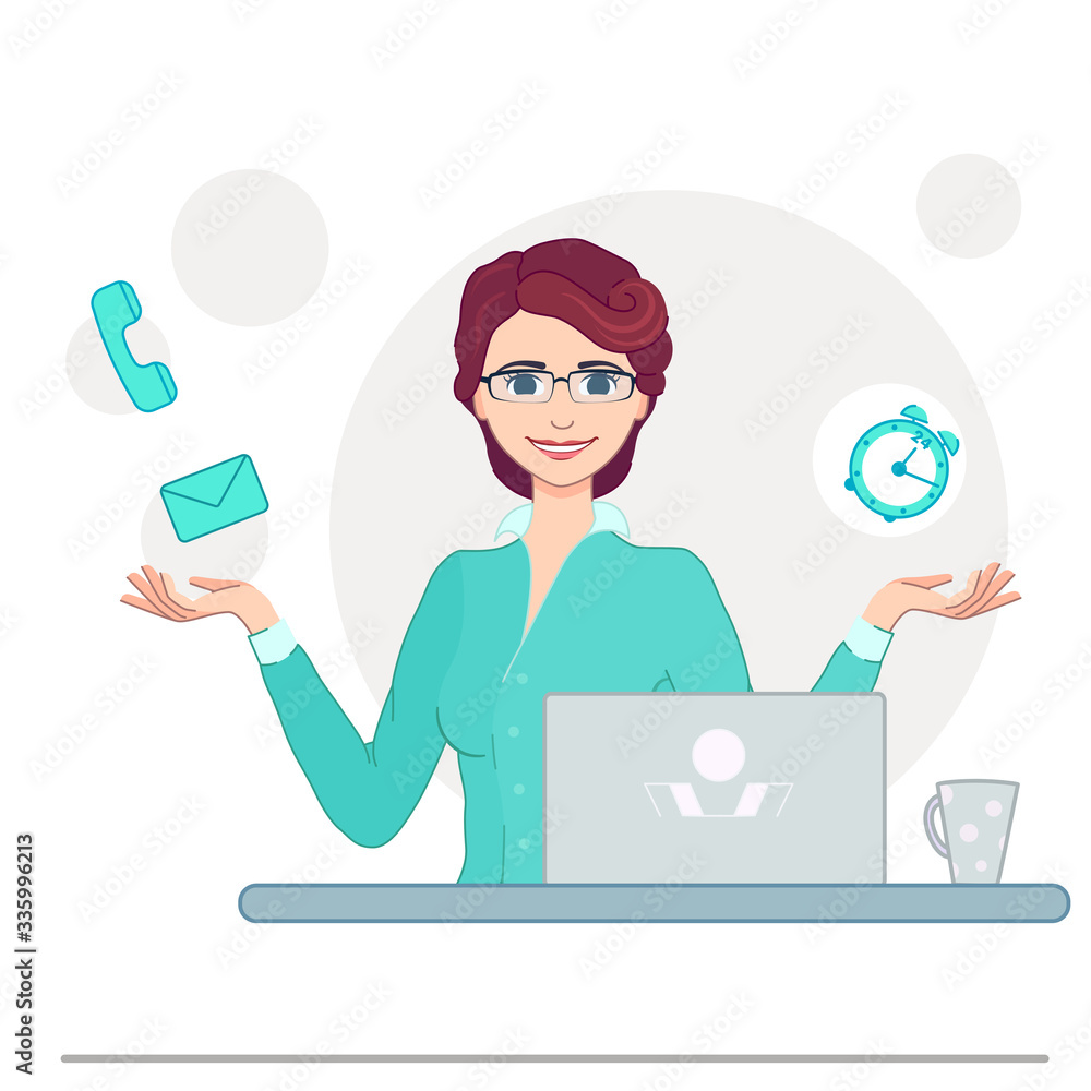 Cute business woman in formal clothes sitting at the computer. Cute business woman in formal clothes sitting at the computer.