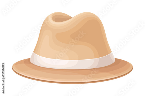 Wide-brimmed Stylish Male Headwear as Clothing Item Vector Illustration