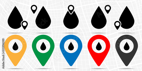 Water drop icon in location set. Simple glyph, flat illustration element of web, minimalistic theme icons