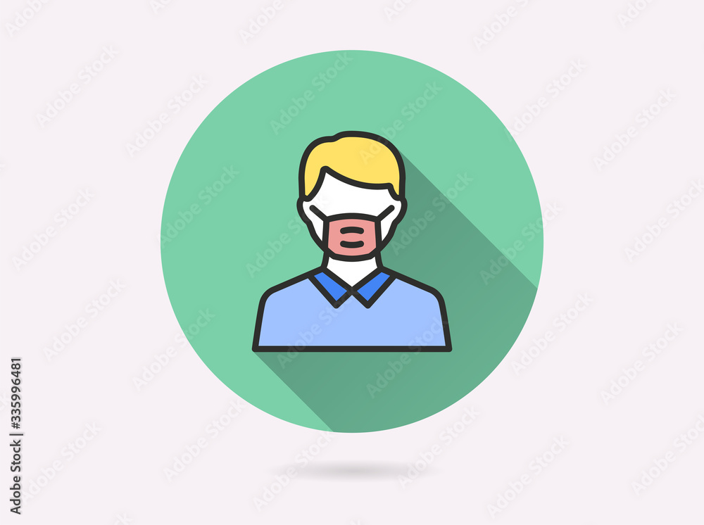 Man face with mask icon for graphic and web design.