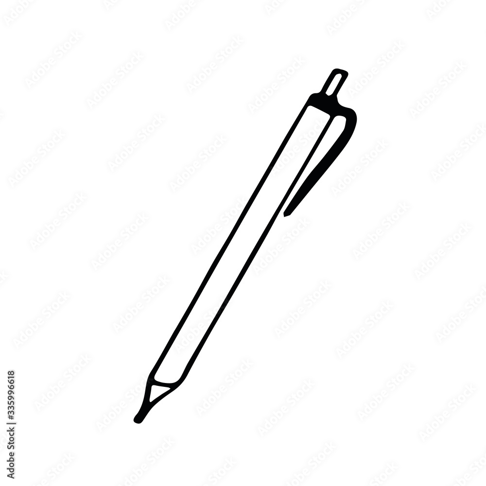 pen hand drawn in doodle scandinavian minimalism style. single element design icon, sticker. school, office, write study, writing pen hand drawn in doodle scandinavian minimalism style. single element design icon, sticker. school, office, write study, writing