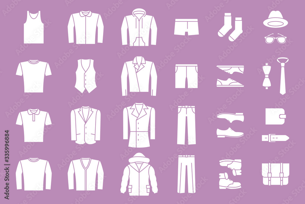 Fashion Icons set - Vector silhouettes of men's clothing for the site or interface Fashion Icons set - Vector silhouettes of men's clothing for the site or interface