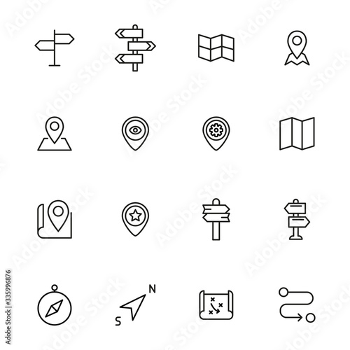 maps line icons set.
