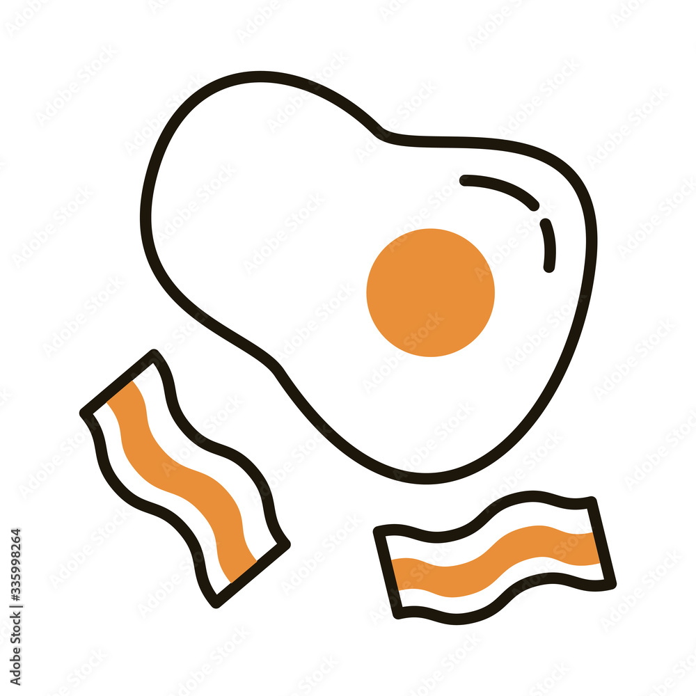 delicious eggs and bacon fries line style delicious eggs and bacon fries line style