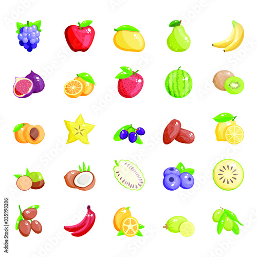 Pack Of Fruits Flat Icons 