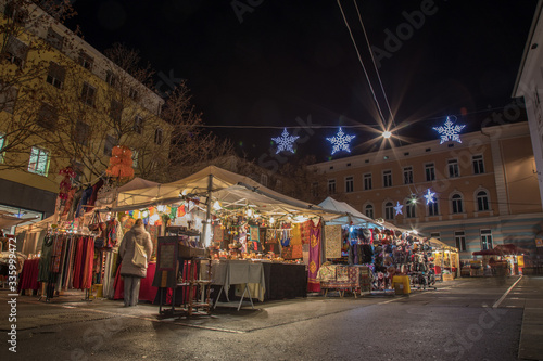 Tummelplatz Christmas market in Graz by night