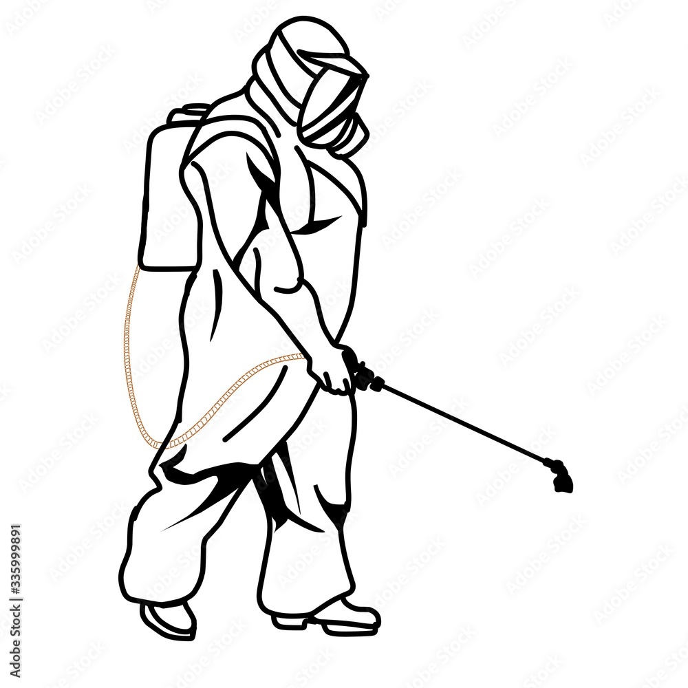 Sketch design of illustration Spraying disinfectant Sketch design of illustration Spraying disinfectant